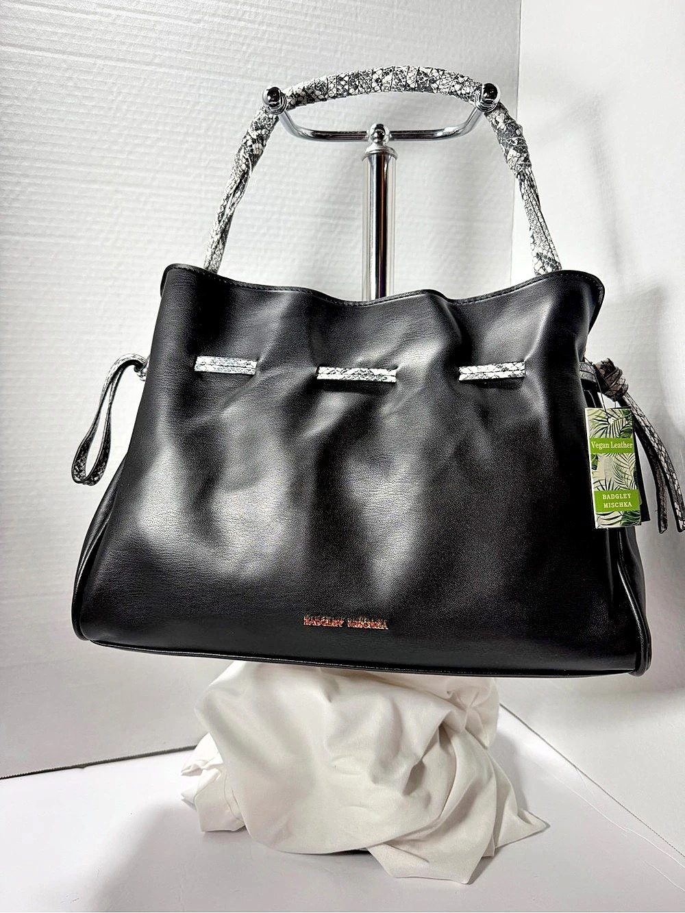 Badgley Mischka Black Snake Combo Hobo Shoulder Bag NWT